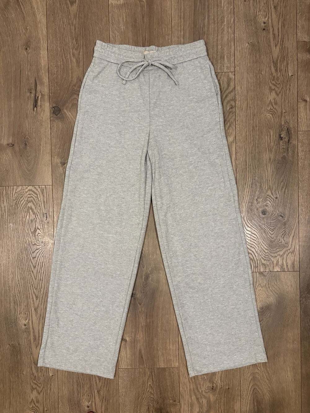 Autres Filles Herringbone Wide Leg Sweatpants - Heathered Gray XS/TP